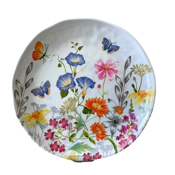 Rachel Ashwell Melamine Dinner Plates 11in Spring Floral Butterfly Set of 4 New - Picture 2 of 13